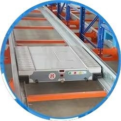 Powder Coated Radio Shuttle Pallet Racking , High Density Racking System