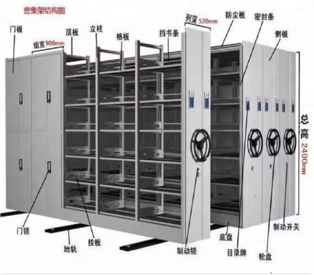 Q235B Steel Mobile Racking System Movable Library Book Shelf Space Optimization