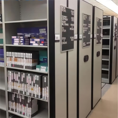 Q235B Steel Mobile Racking System Movable Library Book Shelf Space Optimization