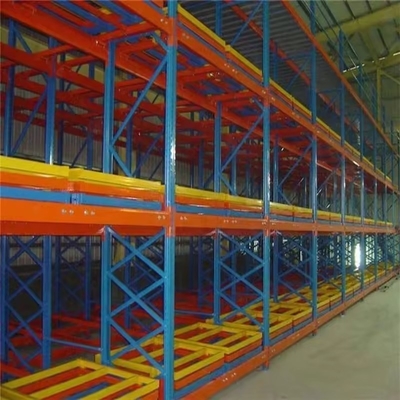 Galvanized Heavy Duty Push Back Pallet Rack System , Push Back Warehouse Racking