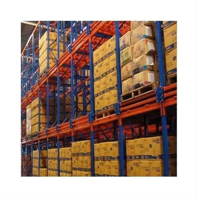 Warehouse Storage Push Back Rack System With Forklift And Nested Wheeled Carts