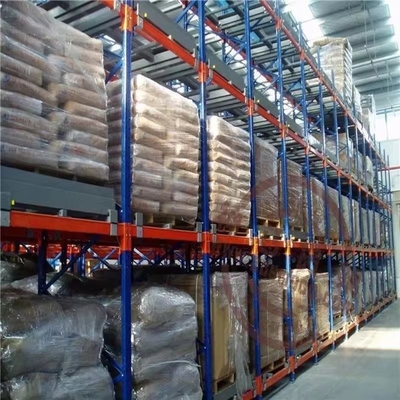 Warehouse Storage Push Back Rack System With Forklift And Nested Wheeled Carts