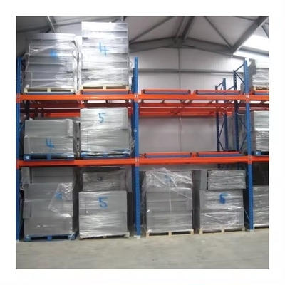 Warehouse Storage Push Back Rack System With Forklift And Nested Wheeled Carts