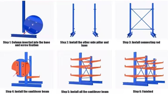 Sheet Metal Cantilever Warehouse Racking H Beam Rack With Powder Coating