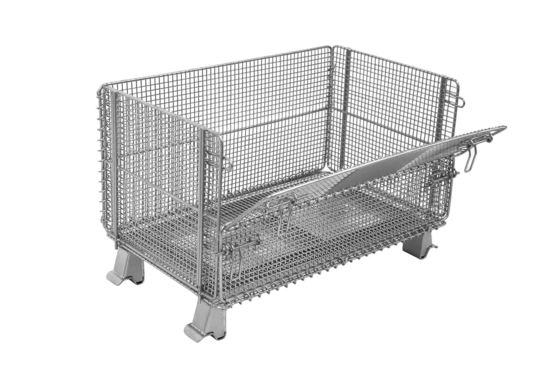 Rectangular Wire Mesh Container Silver Color , Industrial Wire Bins 100-1500kg Load
