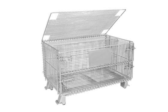 Rectangular Wire Mesh Container Silver Color , Industrial Wire Bins 100-1500kg Load