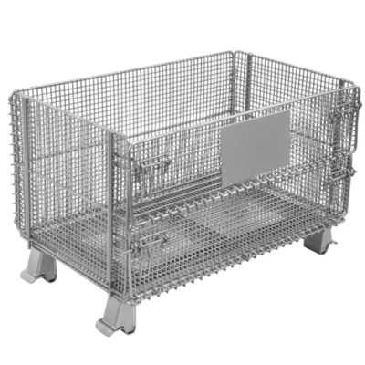 Rectangular Wire Mesh Container Silver Color , Industrial Wire Bins 100-1500kg Load