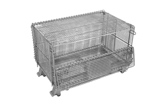 Rectangular Wire Mesh Container Silver Color , Industrial Wire Bins 100-1500kg Load