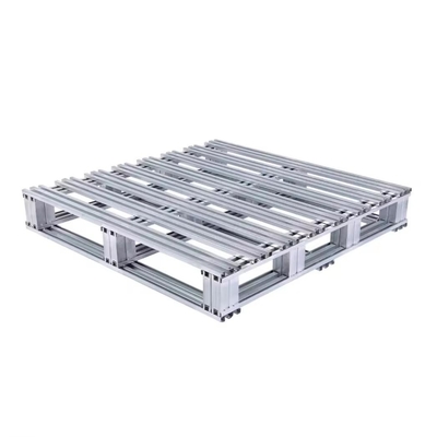 Rectangular Shape Metal Stacking Loaded Pallets 30 Lbs Weight 4 Way Forklift