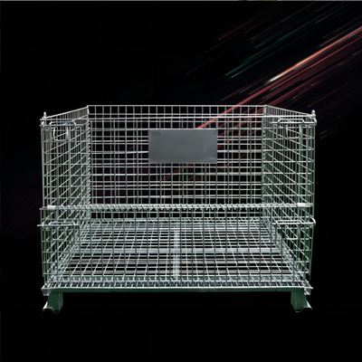 Stackable Silver Rectangular Steel Wire Mesh Storage Container With 40mm-50mm Opening
