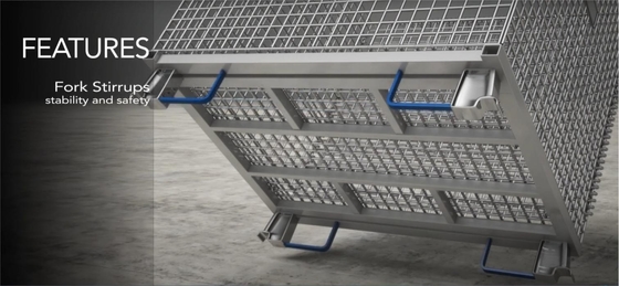 Stackable Silver Rectangular Steel Wire Mesh Storage Container With 40mm-50mm Opening