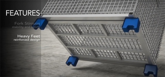 Stackable Silver Rectangular Steel Wire Mesh Storage Container With 40mm-50mm Opening