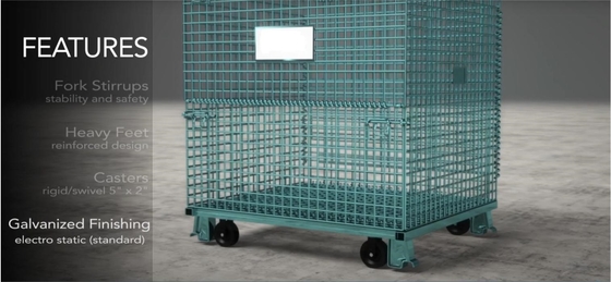 Stackable Silver Rectangular Steel Wire Mesh Storage Container With 40mm-50mm Opening
