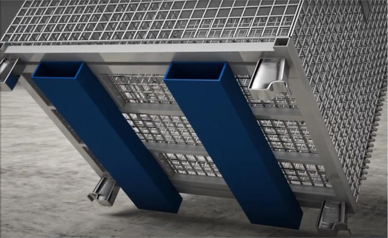 Stackable Silver Rectangular Steel Wire Mesh Storage Container With 40mm-50mm Opening