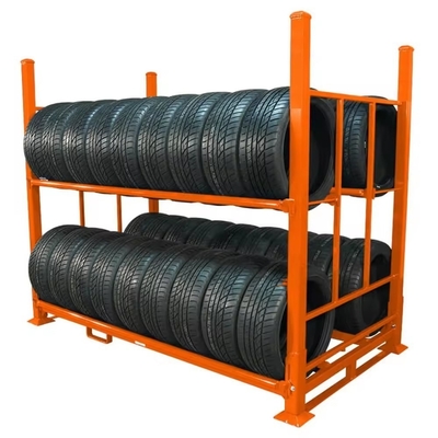 Industrial Warehouse Space Optimization Stackable Tire Racks with Adjustable Mobility