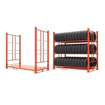Steel Foldable Powder Coated Durable Tyre Rack For Q235 Material Industrial Warehouse