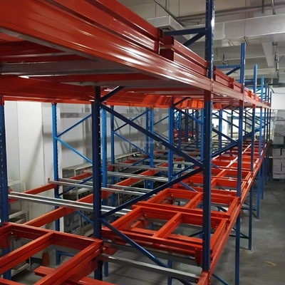 Heavy Duty Steel Push Back Pallet Racking For High Density Storage