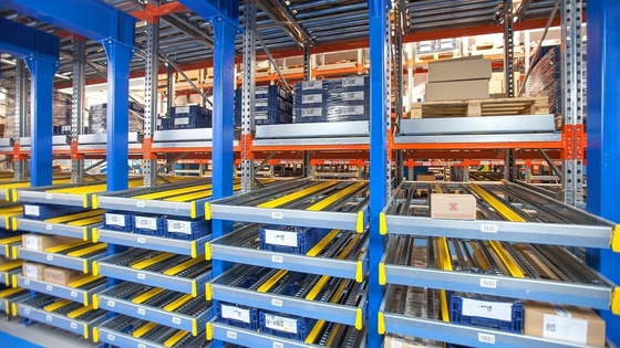 Q235B Material Fluent Racking Carton Flow Racking System Type With Roller Beds Fifo