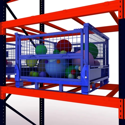 Mobile Heavy Storage Container Galvanized Pallet Box with Wheels 100.000kg Customized