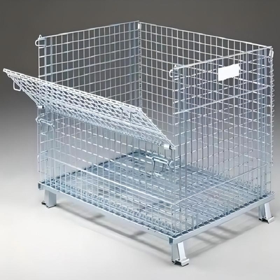 Foldable Collapsible Heavy Duty Steel Galvanized Wire Mesh Container Customized