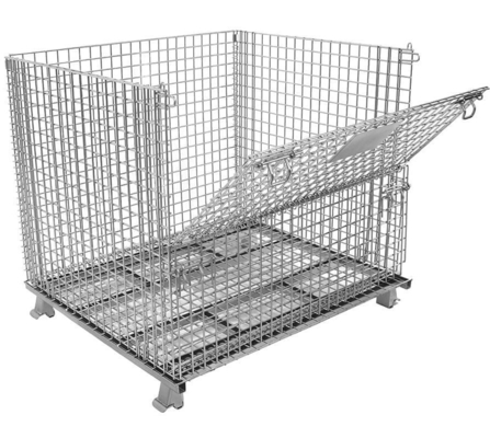 Powder Coating Steel Industrial Wire Mesh Basket Medium Duty Crate Bin Box For Storage