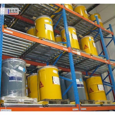 Steel Material Gravity Flow Storage Racks Safety System With Adjustable Levels