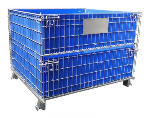 Rectangular Wire Mesh Container Silver Color , Industrial Wire Bins 100-1500kg Load