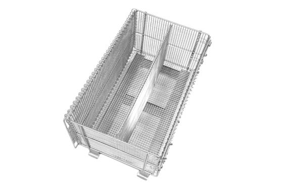 Rectangular Wire Mesh Container Silver Color , Industrial Wire Bins 100-1500kg Load