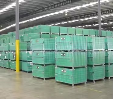 Foldable Heavy Duty Galvanized Collapsible Metal Wire Mesh Container with Serviceability