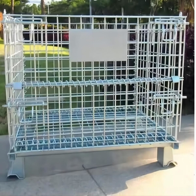 Foldable Heavy Duty Galvanized Collapsible Metal Wire Mesh Container with Serviceability